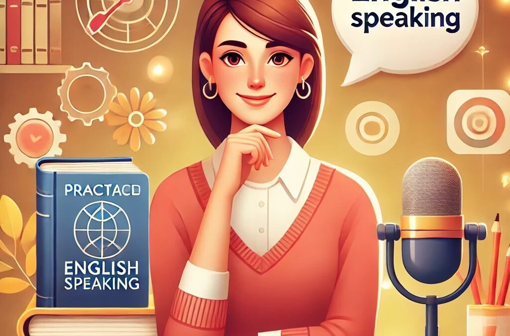 A confident person speaking English fluently, symbolizing language improvement and communication skills.